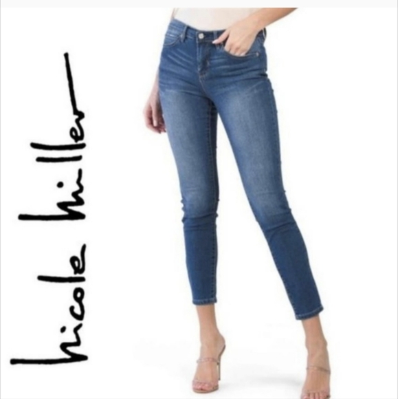 Nicole Miller Denim - Nicole Miller Skinny High Rise Crop Frayed Raw Hem Dark Wash Size 8